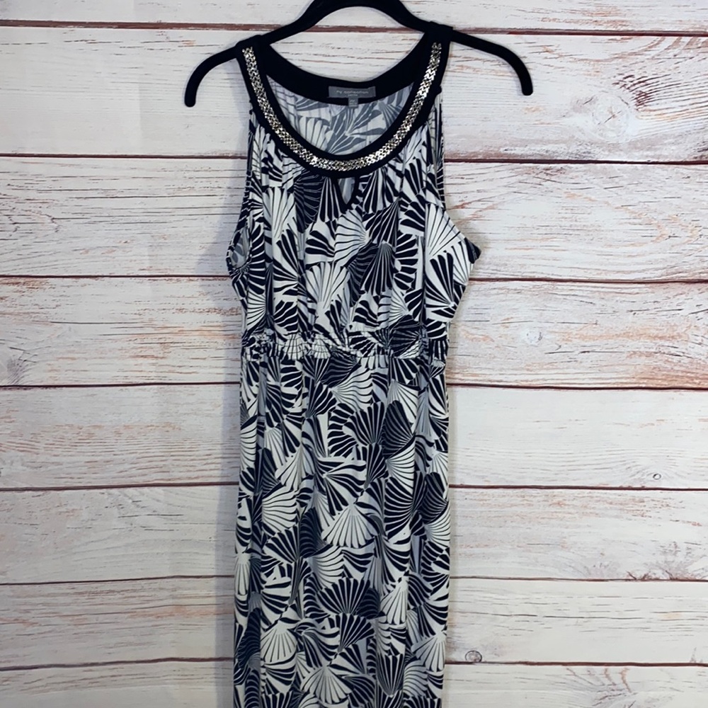 NWT NY Collection Black White Halter Maxi Dress PXL